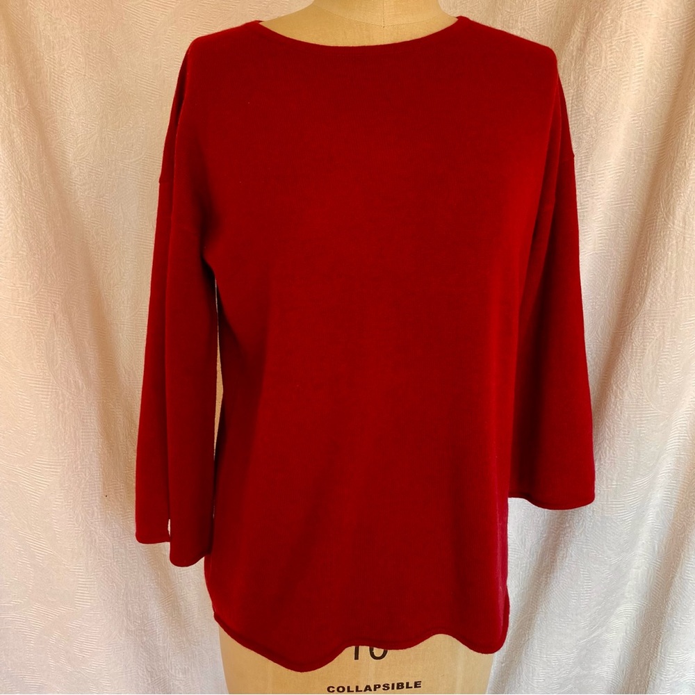 NWT pure cashmere PLY burgundy red crewneck sweater